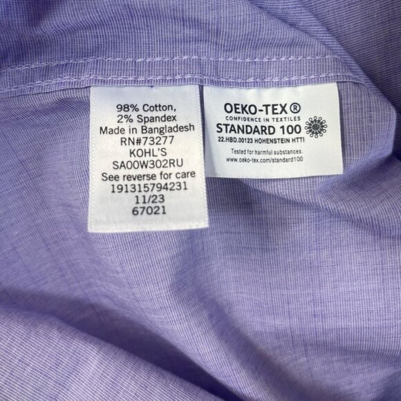 Apt 9 Regular Fit Button Up Dress Shirt Mens Medium Purple New - Picture 8 of 8